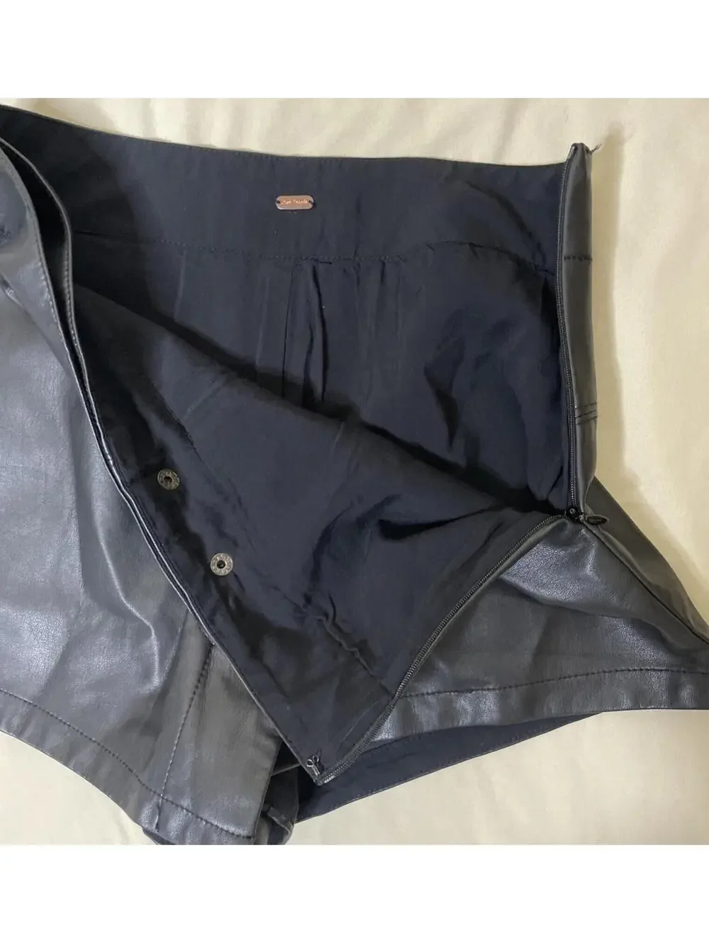 Free People Black Faux Leather Wrap Skort Shorts